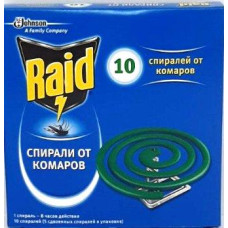 Спирали от комаров Рейд (Raid), стандарт, 10шт