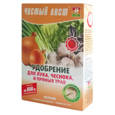 Кристаллическое удобрение для лука и чеснока, Чистый лист, 300г