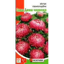 Семена астры пионевидной Седая Дама красная двухцветная, 0,3г