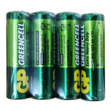 Батарейка АА, солевая, R6, 1,5V, 4шт/уп, GP Greencell