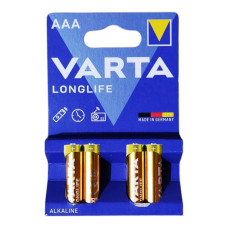 Батарейка Варта / Varta LongLife ААА, alkaline, LR3, 1.5V, 4шт/уп